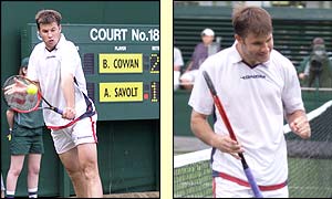Cowan shows determination as he goes on to win his opening match, joining Greg Rusedski in the second round