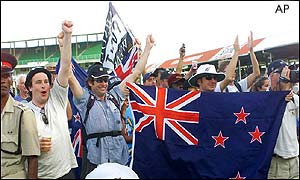 New Zealand supporters at Kensington Oval