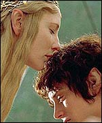 Cate Blanchett and Elijah Wood in The Lord of the Rings