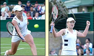 Elena Baltacha of Great Britain in action against Maria Vento-Kabchi of Venezuela