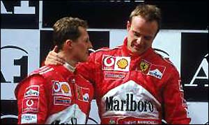 Schumacher pushed Barrichello to first place on the podium at the Austrian GP