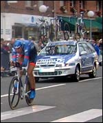 George Hincapie in last year's prologue