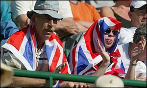 British fans watch Greg Rusedski in action