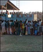 Queuing outside Jamhuri stadium 