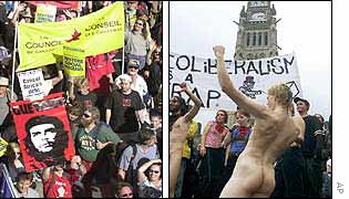 Protest march in Calgary and demonstrators outside parliament in Ottawa