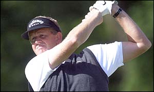 Monty tees off at the Fota Island Golf Course, County Cork
