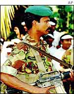 Sri Lankan soldier on duty