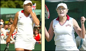 Baltacha celebrates after stunning Amanda Coetzer to reach the third round