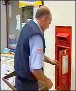 The postman arrives in Blaenplwyf, near Aberystwyth