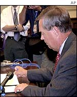 Representative Michael Oxley signs subpoenas 