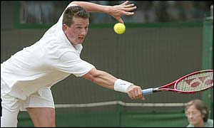 Krajicek reaches to return a good passing shot