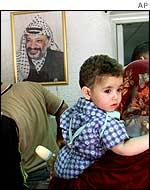 Arafat portrait in Ramallah clinic