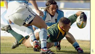 Fly-half Andre Pretorius has a superb personal performance, scoring 24 points, including his first Test try