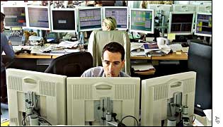 A European trader looks on glumly as shares slide