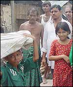 Worker's family going back to their village home
