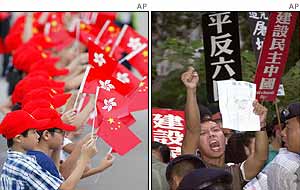 Celebrations and protests in Hong Kong