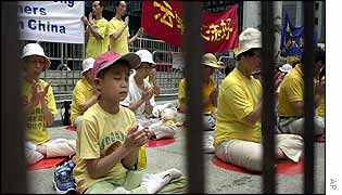 Falun Gong protest in Hong Kong