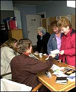 Irish women vote in a referendum