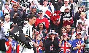 Tim Henman walks out onto No 1 Court