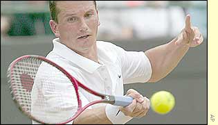 Richard Krajicek reaches for a forehand 