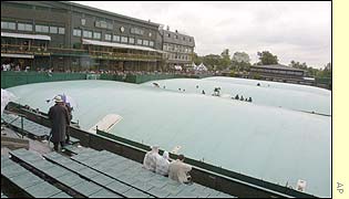 The familiar site of the covers on the outside courts