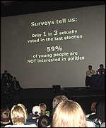 Young people and voting meeting.