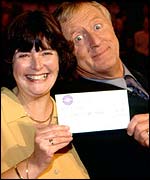 Tarrant with winner of Who Wants To Be A Millionaire?