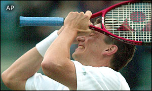 Dutchman Richard Krajicek is overwhelmed after defeating Mark Philippoussis