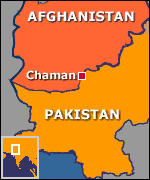 Map showing location of Chaman