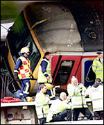 Emergency crews work at the crash scene