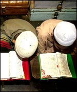 Young children at a religious school in Bangladesh