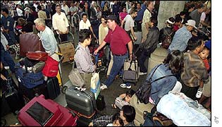 Passengers at Los Angeles International airport