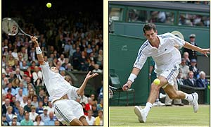 Henman struggles at the start of the second set before the rain fell 