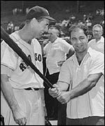 Rocky Marciano shows Ted Williams how to play baseball