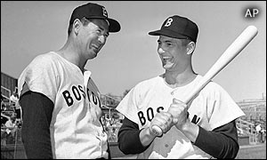 Ted Williams (left) and Carl Yastrzemski at training camp in Arizona, 1963