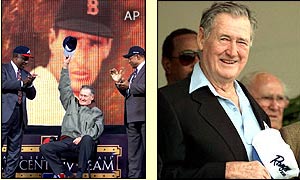 Ted Williams is introduced as a member of the Major League Baseball All-Century Team