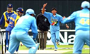 Kalu nicks a ball from Ajit Agrakar