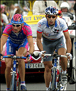 Lampre's Ludo Dierckxsens and Christophe Mengin (FDJeux.com).