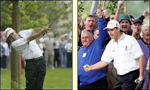 Ireland's Padraig Harrington was one of three players who ended the day one shy of Campbell's total