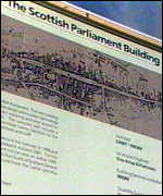 Billboard showing the new parliament building 