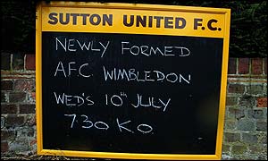 AFC Wimbledon are playing at Sutton United's Gander Green Lane ground
