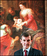 Art historian Neil McGregor with Rubens' Adoration of the Magi 