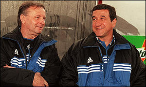 Joint Fifa All-Stars coaches Carlos Alberto Parreira and Josef Venglos