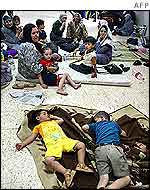 Palestinians waiting to cross into Jordan