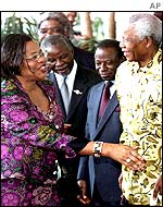 Graca Machel and her husband Nelson Mandela in Durban 