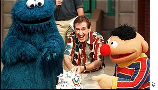 Cookie Monster (l) from Sesame Street 