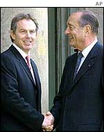 UK Prime Minister Tony Blair and French President Jacques Chirac