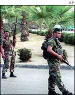 Lebanese soldiers on patrol in Sidon