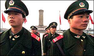 Chinese soldiers on guard