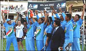 India celebrate victory in the NatWest Series